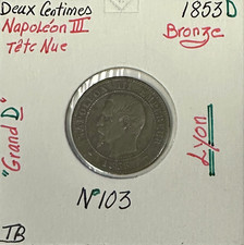 2 CENTIMES NAPOLEON III - 1853D - Pièce de monnaie en Bronze // TB