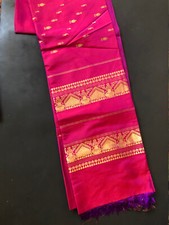 Stunning Indian Silk Two-Color "Wedding" Sari (Tamil Nadu? Kerala?) WORN ONCE