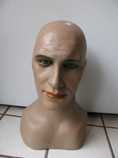 Vintage Life-Size Male Mannequin Head  Inset Eyes Display Prop Wig