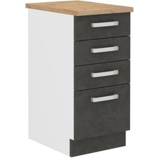 Meuble bas 4 tiroirs avec plan de travail - Gris mat - L 40 x P 51,6 x H 85 c...