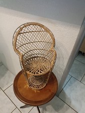 chaise Fauteuil En Osier Rotin Tressée Bohème Chic Pour poupée Ou Plante 