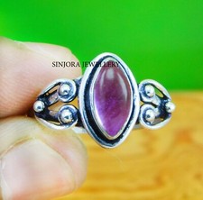 Bague cadeau fait main en argent sterling 925 pierre précieuse améthyste tail...