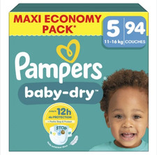 Maxi Pack 94 Couches PAMPERS Baby-Dry Taille 5 (= 11 à 16 KG) Lot Changes Bébé