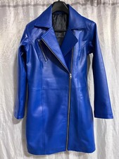 Robe de motard en cuir bleu crop slim fit pour femme | Fête en cuir...