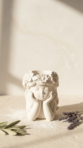 Statuette fille fleurs - &,