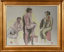 GRANDE AQUARELLE ORIGINALE NUS