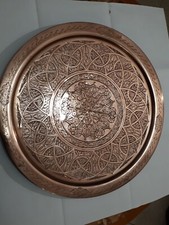 plateau oriental en cuivre martelé diam 48.5 cm