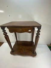 Small Wooden Chevet Table with Engraving Drawings on Tablet