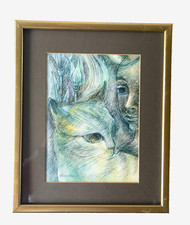 DESSIN CRAYON AQUARELLE CHAT