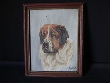 Rare toile ancienne chien