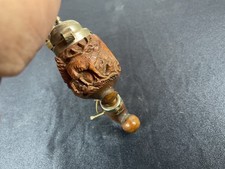 old heather wood carved pipe hunting folk art deer...