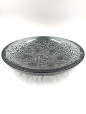 Coupe centre de table Art Déco verre moulé pressé Verlys France gris bleuté 1930