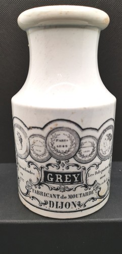 Rare pot a moutarde grey - ,