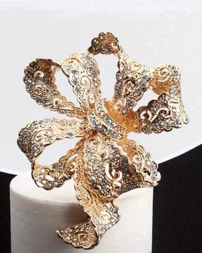 Broche vintage noeud strass - broche,
