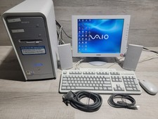 Vintage Sony Vaio Desktop Computer PC WORKS Windows XP PCV-2200