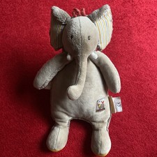 🇫🇷 Doudou éléphant Les Papoums beige gris 30 Cm MOULIN ROTY TTBE