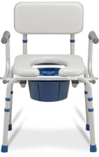 Bedside Commode for Seniors, Portable Toilet with Drop Arms & Removable Bucket