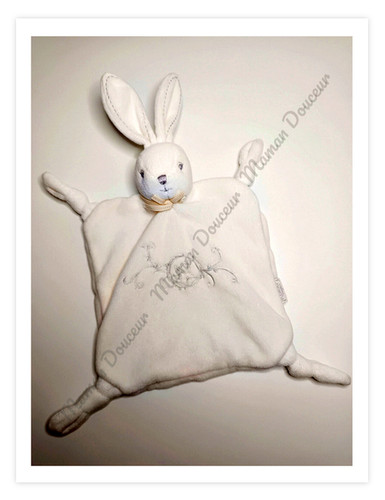Doudou plat lapin - plat, blanc