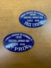 2 ANTIQUE ENAMELED PLATES OF AGRICULTURAL COMPETITION CLERMONT FERRAND 1936 /1935