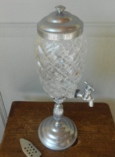 Fontaine à Absinthe Vintage  En Verre taillé et Métal Chrome + cuillère