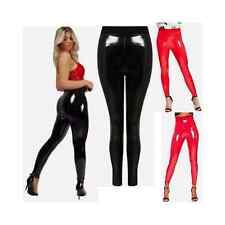 Women's Vinyl PVC Wet Look Shiny Disco Elasticated Ladies High Waist Leggings