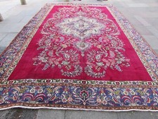 Vintage Worn Traditionnel Main Fabriqué Oriental Reds Laine Grand Moquette