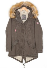 SUPERDRY Rookie Fishtail Parka Jacket Femme Taille UK 12 US 8 EU 40 Fourrure ...