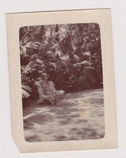 Antique photo ?️ Woman bench hat garden Landon Biskra 1930 ?