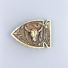 Vintage Bronze Plated Arrowhead Bull Belt Buckle Boucle de ceinture