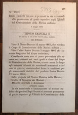 MARINA MILITARE 1866 RÉGIO DÉCRET X OFFICIELS COMMISSAIRES-5993 BIS
