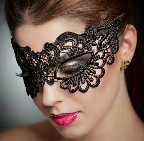 Masque dentelle noir femme bal - noir,