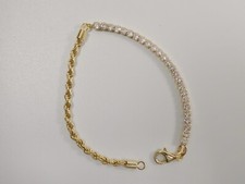 7 INCH ROBE TENNIS BRACELET REAL 925 STERLING SILVER GOLD COLOR FINISH
