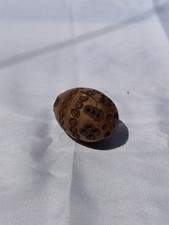 Antique Egg Rosary Box Corozo Carved Bumpy Devotion