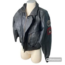 pelle cuir leather jacket Large Patch Harley Vintage