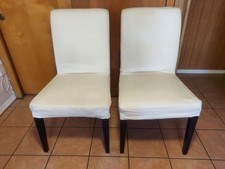 IKEA HENRIKSDAL Chairs Set of 2 – White Covers, Dark Wood Legs