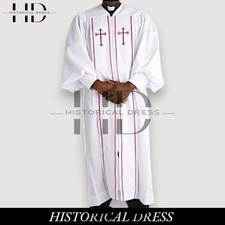 Men's Clergy Robe - White Wool Red Trim