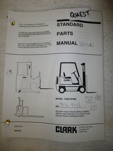 New clark parts manual c365 - parts,
