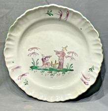 Moustiers Earthenware Plate 18th Century Two Chinese