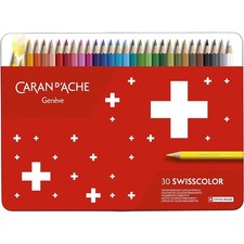 [1284.730] CARAN D'ACHE Crayons de couleur Swisscolor, étui métal de 30