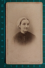 CDV CABINET PHOTO WOMEN'S HAT HEADSET FRANCE PERPIGNAN - ATELIER J. RICARD