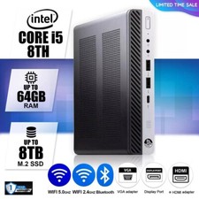 HP Mini Desktop Computer PC i5 8TH, Up to 32GB RAM, 8TB SSD, Windows 10/11, WiFi