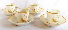 4 litron coffee cups - Paris porcelain - Directoire era / 1800