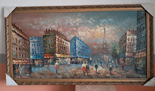 Tableau PARIS Peint À La Main Huile Sur Toile Cadre Or 68X128 Cm NR PAR 3