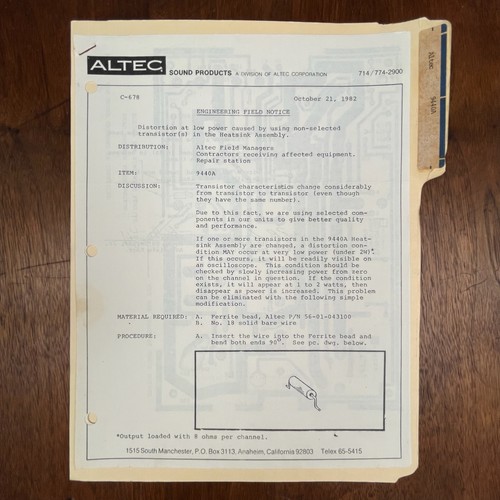 Vintage altec 9440a field - 9440a,