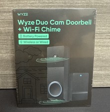 WYZE Wireless Duo Cam Video Doorbell (Chime Included), Battery Powered, 2K