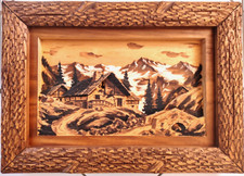 Ancien grand tableau en bois