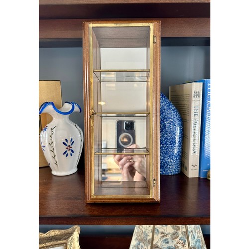 Vintage brass glass curio - brass,