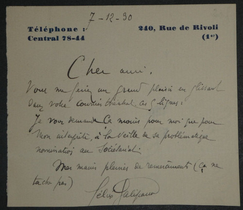 Félix galipaux carte lettre - félix,