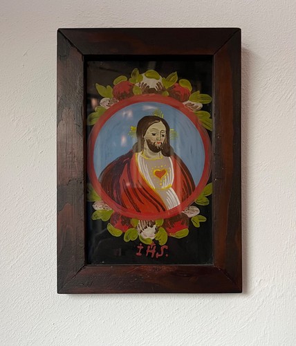 Ancien fixé sous verre - ancien,