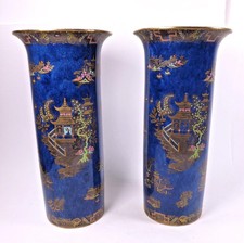 CARLTON WARE PAIR OF LUSTRE ORIENTAL KANG HSI VASES c.1900